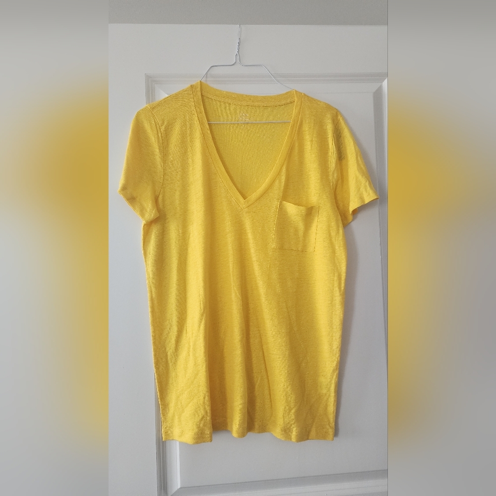 NWT J. Crew Size L 100% Linen V-Neck Relaxed Tee